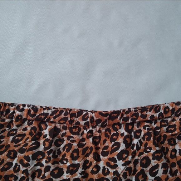 Intro. Brown and Black Leopard Print Boho Chic High Low Plus Size Midi Skirt - Picture 10 of 16